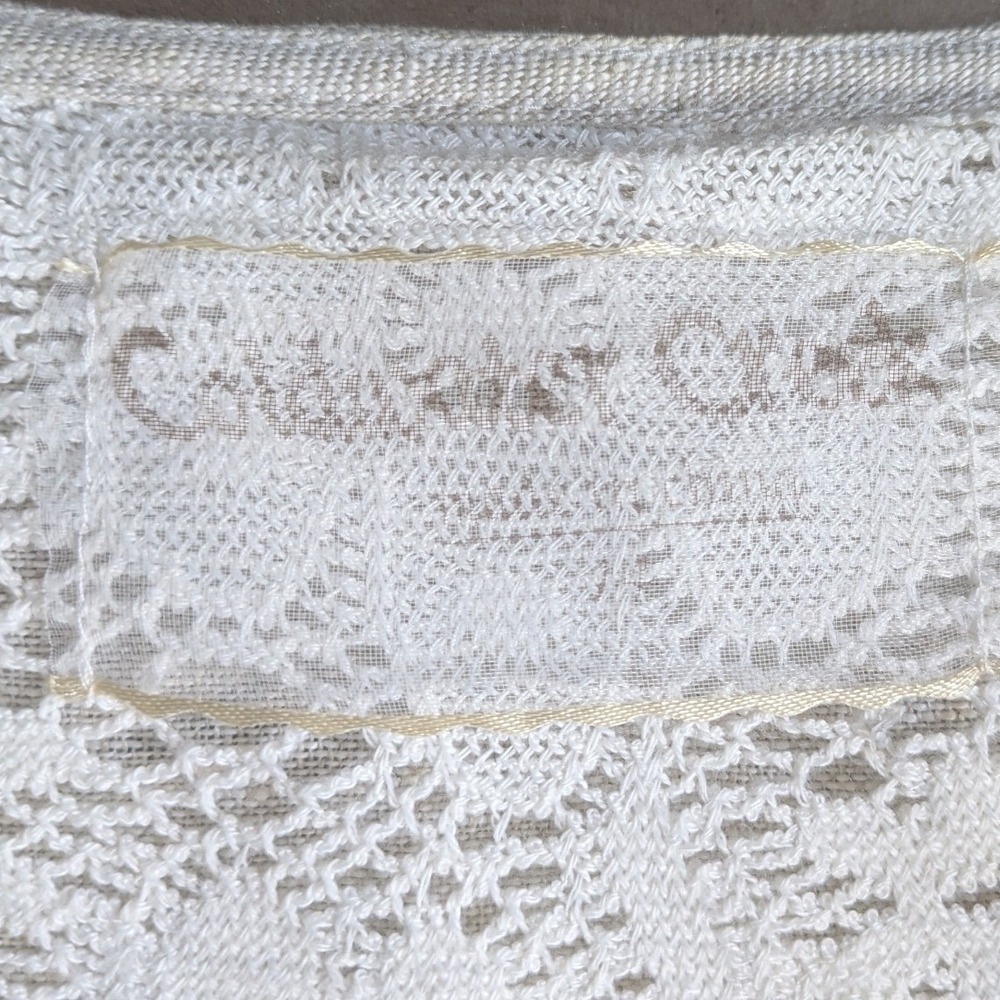 Vintage 2000s Fairy Boho Cottage Vest Large Linen Wool Blend Lace Button - Picture 4 of 5